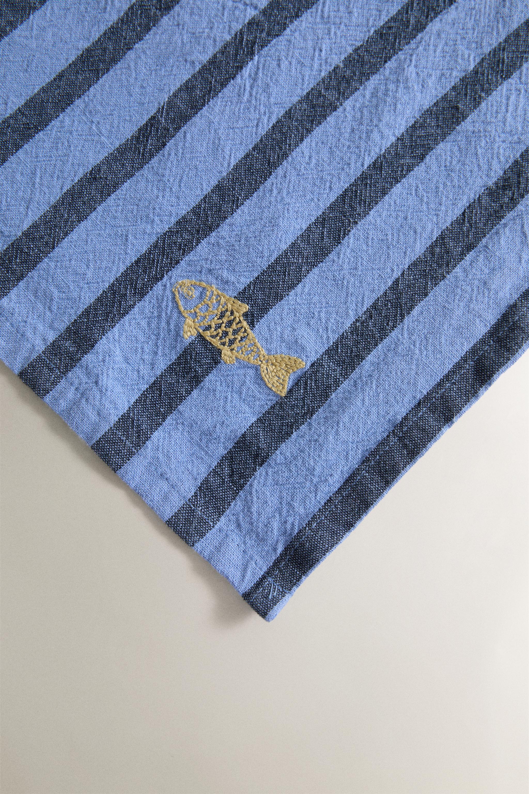 LOT DE 2 SERVIETTES DE TABLE RAYURES FIL TEINTÉ